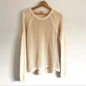Crochet Woven Knit Cream Off White Sweater